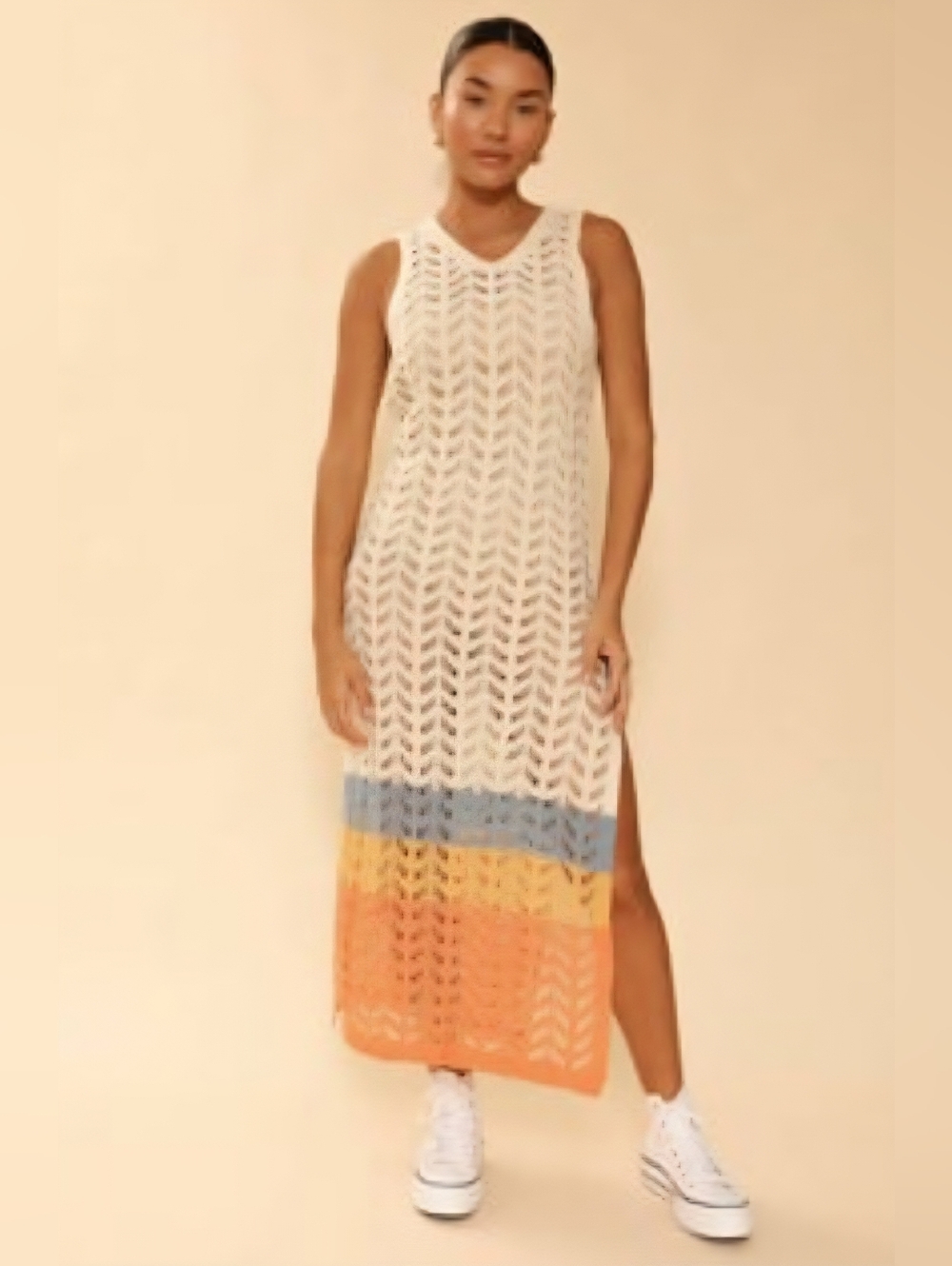 NWT Cream Color Block Cover-up Dress